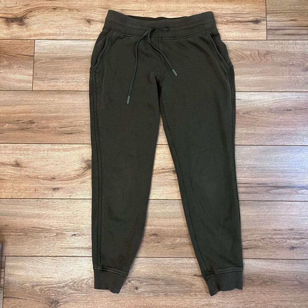 Lululemon Olive Green Cotton Joggers Sweatpants Tapered Drawstring Men's Sz S
